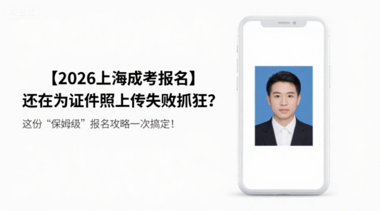 【2026上海成考报名】还在为证件照上传失败抓狂？这份‘保姆级’报名攻略一次搞定！
