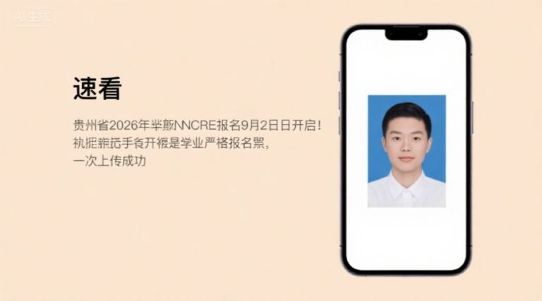 【速看】贵州省2026下半年NCRE补报名9月2日开启！手把手教你搞定最严报名照，一次上传成功