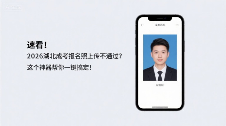 速看！2026湖北成考报名照上传不通过？这个神器帮你一键搞定！