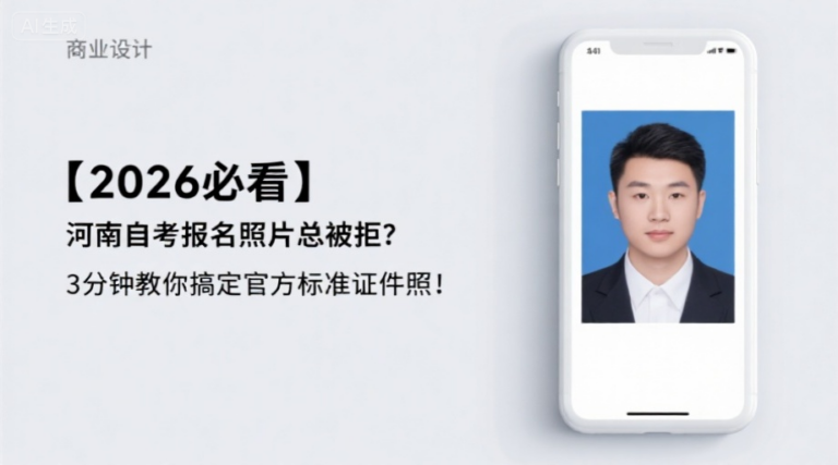 【2026必看】河南自考报名照片总被拒？3分钟教你搞定官方标准证件照！
