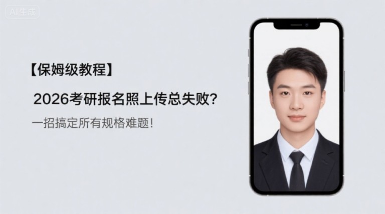 【保姆级教程】2026考研报名照上传总失败？一招搞定所有规格难题！