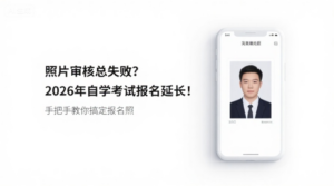照片审核总失败？2026年自学考试报名延长！手把手教你搞定报名照