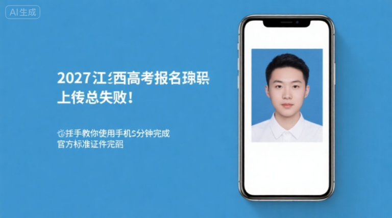 2027江西高考报名照上传总失败？手把手教你用手机3分钟搞定官方标准证件照