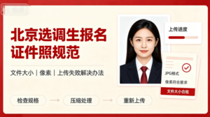 北京选调生报名证件照规范，文件大小、像素与上传失败解决办法