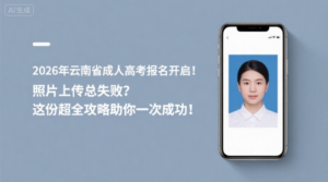 2026年云南省成人高考报名开启！照片上传总失败？这份超全攻略助你一次成功！