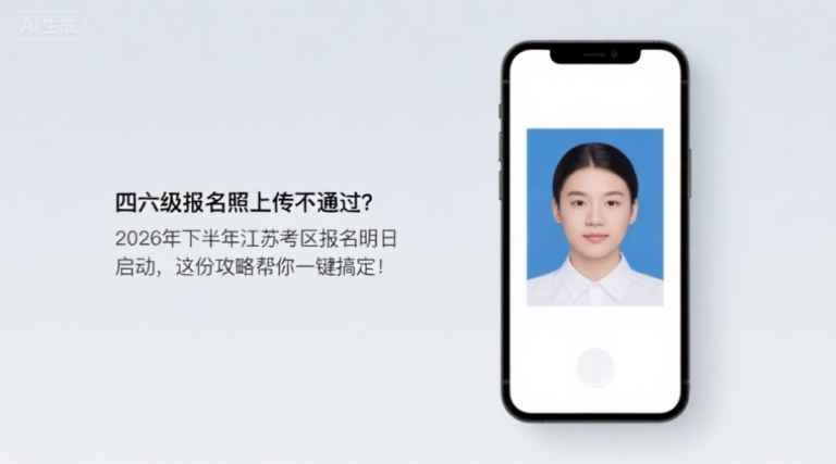 四六级报名照上传不通过？2026年下半年江苏考区报名明日启动，这份攻略帮你一键搞定！