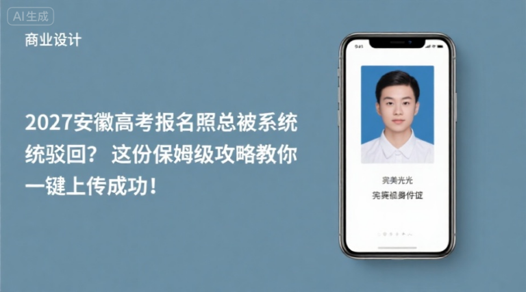 2027安徽高考报名照总被系统驳回？这份保姆级攻略教你一键上传成功！