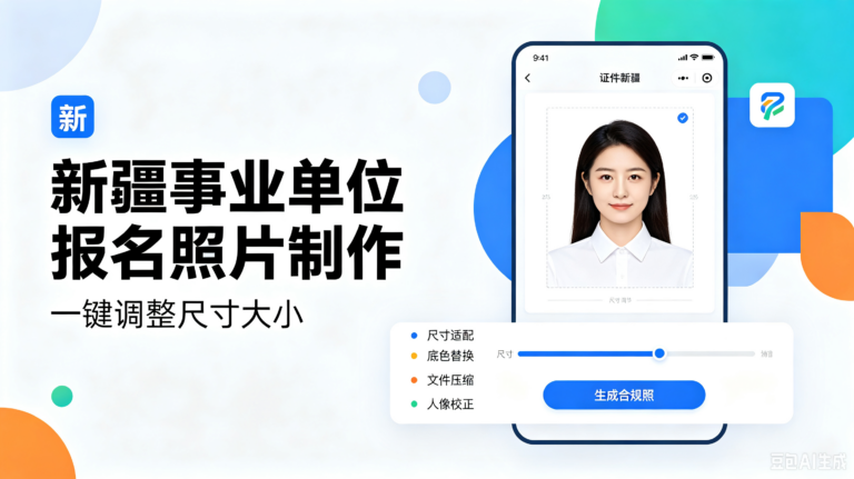 新疆事业单位报名照片制作，一键调整尺寸大小
