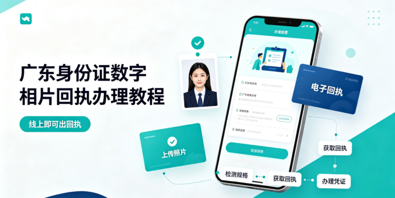 广东身份证数字相片回执办理教程，线上即可出回执