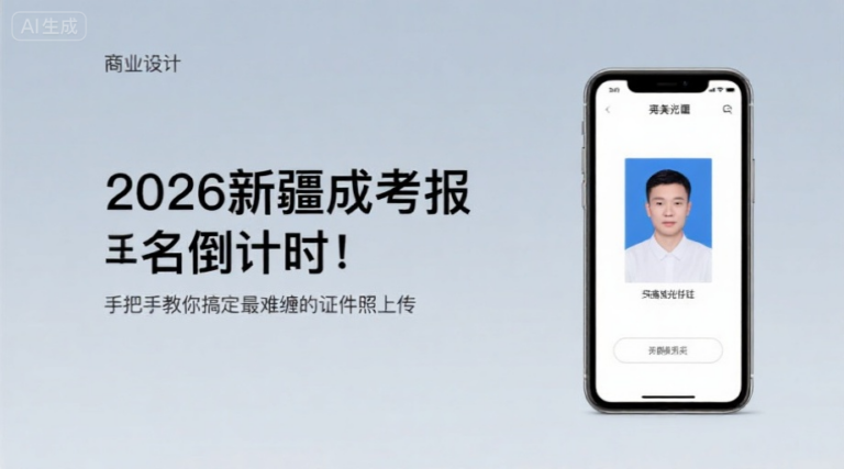 2026新疆成考报名倒计时！手把手教你搞定最难缠的证件照上传