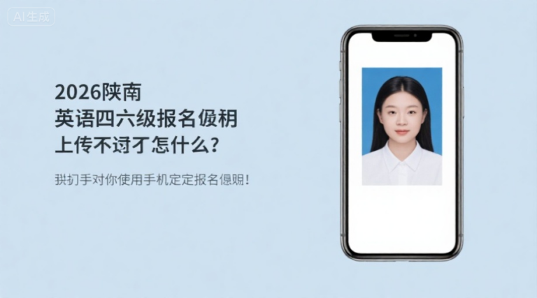 2026下半年陕西英语四六级报名照上传不通过怎么办？手把手教你用手机搞定报名照！