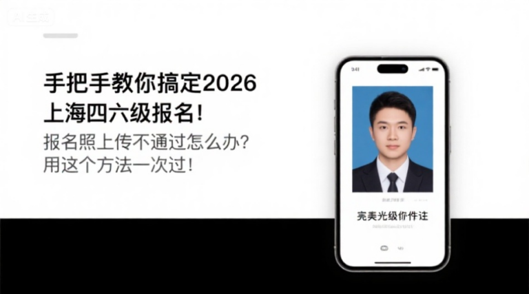 手把手教你搞定2026上海四六级报名！报名照上传不通过怎么办？用这个方法一次过！