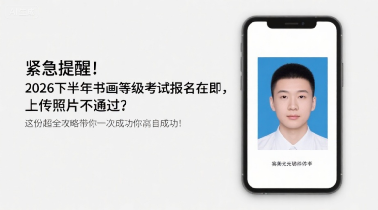 紧急提醒！2026下半年书画等级考试报名在即，上传照片不通过？这份超全攻略带你一次成功！