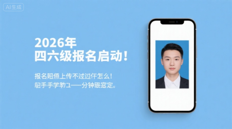 2026年四六级报名启动！报名照上传不通过怎么办？手把手教你1分钟搞定
