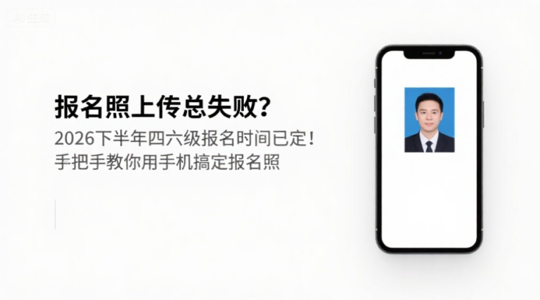 报名照上传总失败？2026下半年四六级报名时间已定！手把手教你用手机搞定报名照