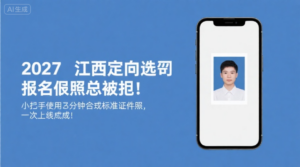 2027江西定向选调报名照总被拒？手把手教你5分钟搞定标准证件照，一次上传成功！